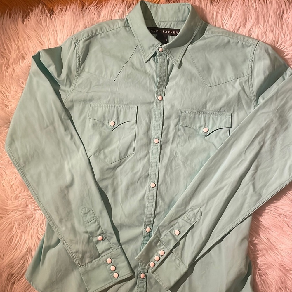Ralph Lauren Cyan Blue Button Down